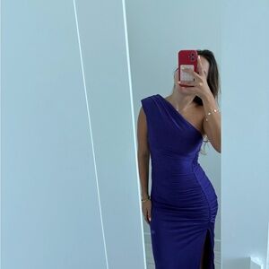 Misha Purple Asymmetrical Cocktail Dress
